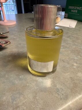 Tom Ford Yellow Ribbed Glass Diffuser Bottle with Silver Cap